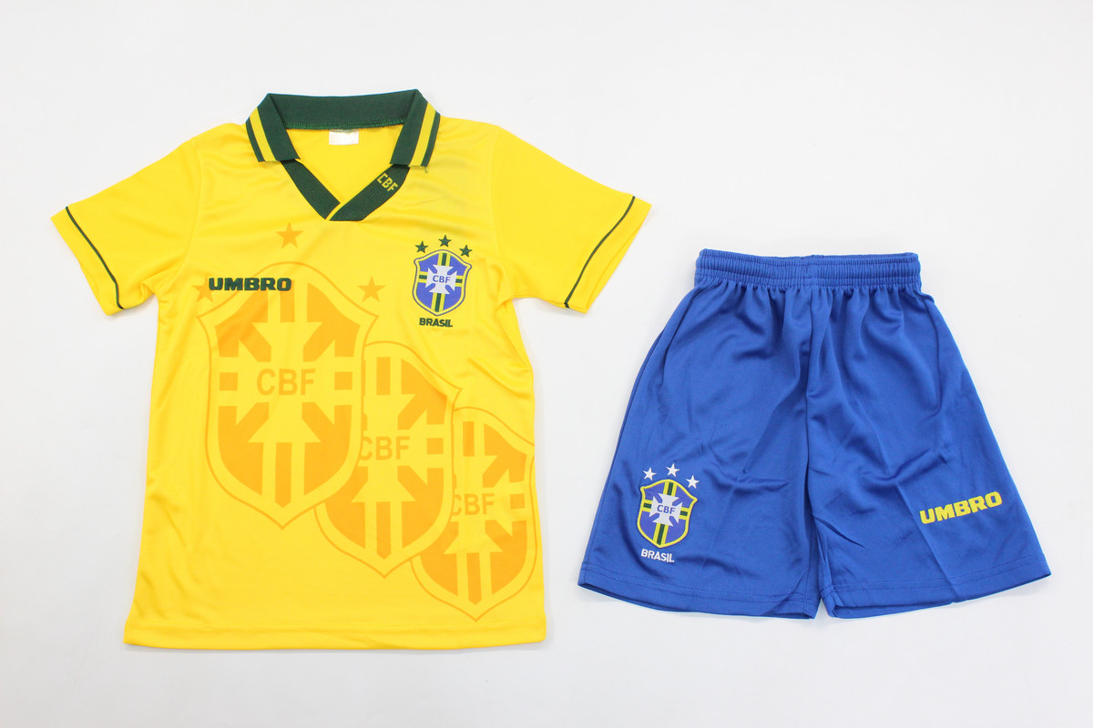 Kids-Brazil 1994 World Cup Home Soccer Jersey
